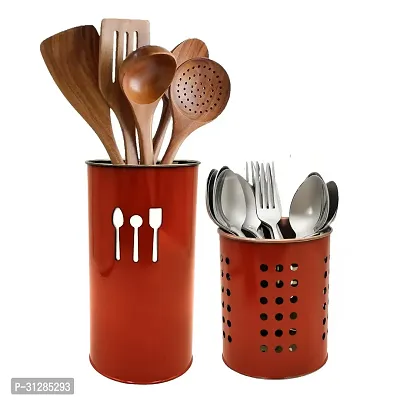 Stainless Steel Cutlery Holder ( combo 10/18 red spoon or 10/12 red round )-thumb2