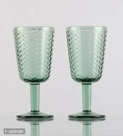 The Decor Mart Chevron Goblet- Green Pack Of 4-thumb5