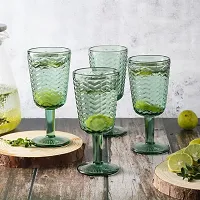 The Decor Mart Chevron Goblet- Green Pack Of 4-thumb1