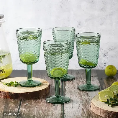 The Decor Mart Chevron Goblet- Green Pack Of 4-thumb2