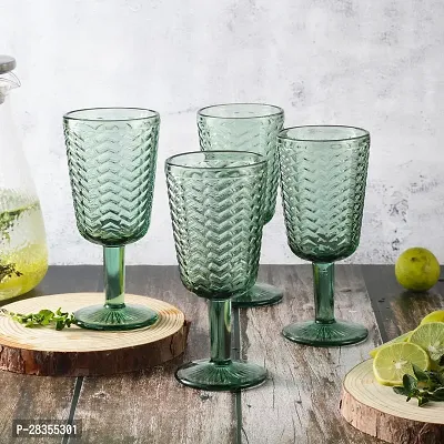 The Decor Mart Chevron Goblet- Green Pack Of 4-thumb0