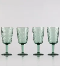 The Decor Mart Chevron Goblet- Green Pack Of 4-thumb3