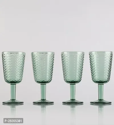 The Decor Mart Chevron Goblet- Green Pack Of 4-thumb4