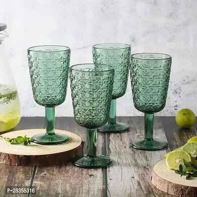 The Decor Mart Tinted Goblet- Green Pack Of 4