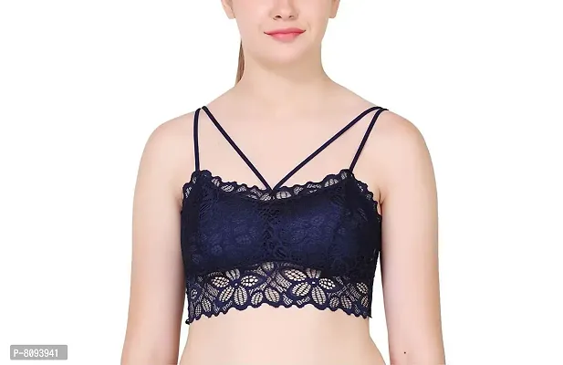 Buy Barshini Lace Bralette Sexy Lingerie Underwear Seamless Strap Padded  Bras for Women Sexy Women Lace Bralette Padded Push Up Lingerie Seamless Wireless  Bras (Free Size 28-34inches) Navy Blue Online In India