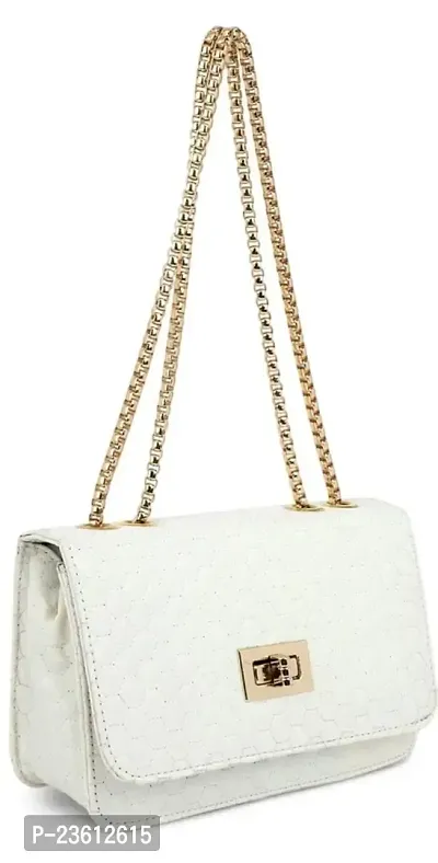 Wood bazar Women's Casual Crossbody Sling Bag | Ladies Purse Handbag | Detachable Sling Strap (White)-thumb0