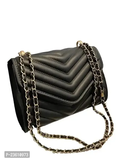 Wood bazar Women's Casual Crossbody Sling Bag | Ladies Purse Handbag | Detachable Sling Strap (Black)-thumb0