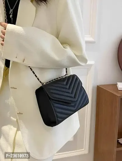 Wood bazar Women's Casual Crossbody Sling Bag | Ladies Purse Handbag | Detachable Sling Strap (Black)-thumb5