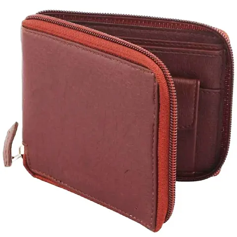 Stylish Solid Faux Leather Zip Wallet