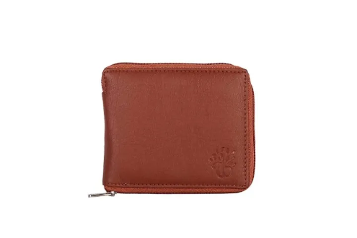 Stylish Solid Faux Leather Zip Wallet