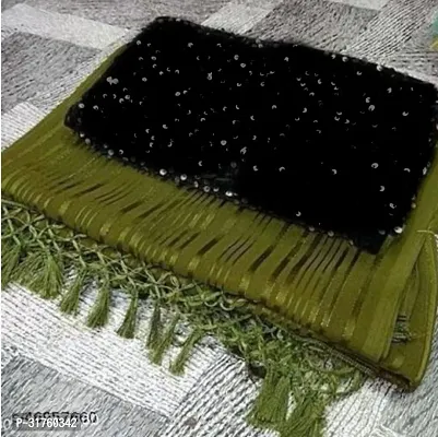 Trendy Georgette Sequined Saree With Black Sequence Blouse-thumb0