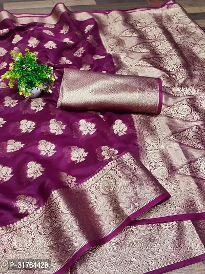 Elegant Organza Banarasi Jacquard Saree With Blouse-thumb0