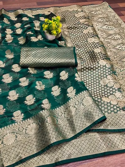 New Fancy Organza Fabrics Repior Jaquard Banarsi Silk Saree