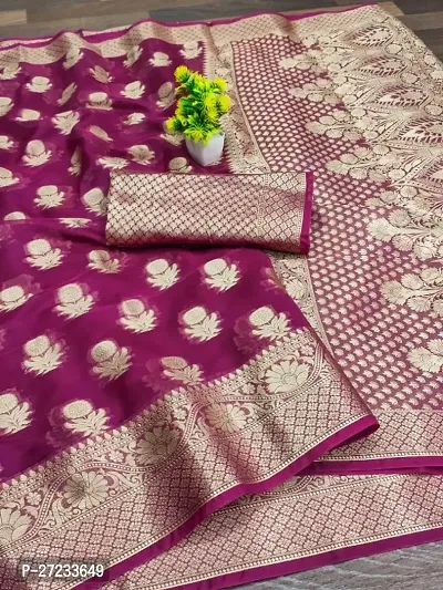 NEW ORGANZA BANARSI HEAVY ORGANZA  JACQUARD SAREE WITH RUNNING BLOUSE