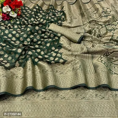 New Fancy Organza Fabrics Jaquard Banarsi Silk Saree-thumb0