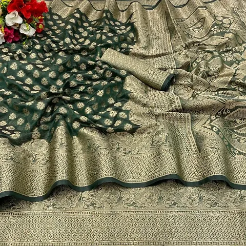 New Fancy Organza Fabrics Jaquard Banarsi Silk Saree