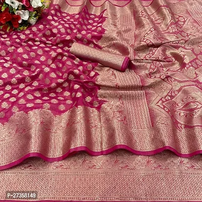 New Fancy Organza Fabrics Jaquard Banarsi Silk Saree-thumb0