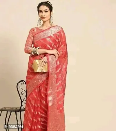 TRENDY ORGANZA BANARASI SILK SAREES WITH BLOUSE PIECE-thumb0