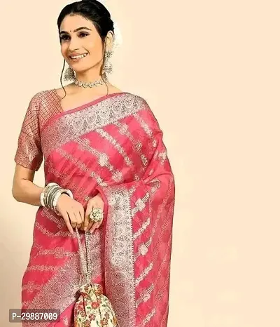 TRENDY ORGANZA BANARASI SILK SAREES WITH BLOUSE PIECE-thumb0