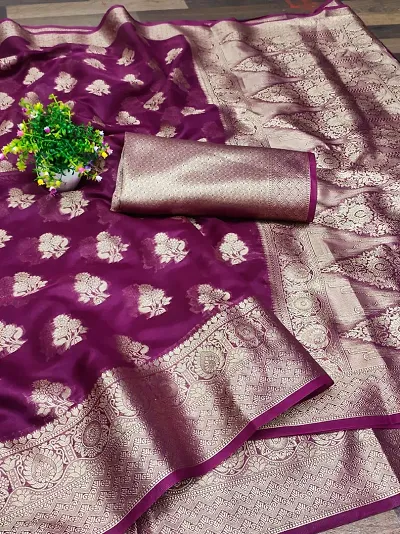 New Fancy Organza Fabrics Repior Jaquard Banarsi Silk Saree