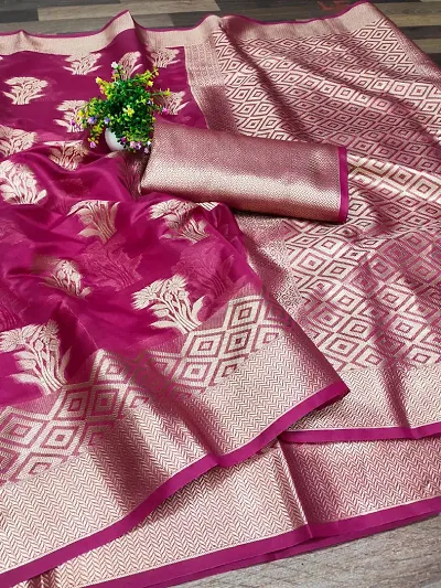 Stylish Organza Embroidered Saree with Blouse piece