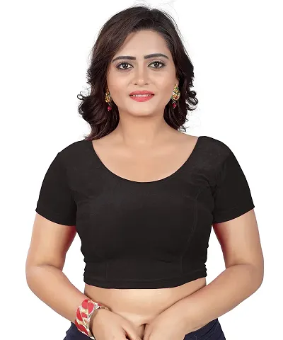 PRE SMART Women's Velvet Blouse Bust Size 30 | Adjustable Upto 36 (Black_Free Size)