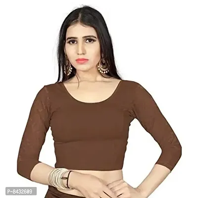 PRE SMART Women's Cotton 3/4th Sleeve Stretchable Blouse (Coffee_Free Size)-thumb0