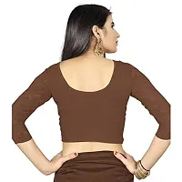 PRE SMART Women's Cotton 3/4th Sleeve Stretchable Blouse (Coffee_Free Size)-thumb1