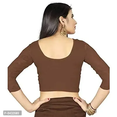 PRE SMART Women's Cotton 3/4th Sleeve Stretchable Blouse (Coffee_Free Size)-thumb2
