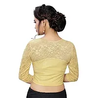 PRE SMART Present Women's Cotton Lycra Stretchable Readymade Saree Shining Blouse Gold-thumb2