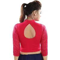 PRE SMART Women's Cotton 3/4 Sleeve Stretchable Saree Blouse (Rani, Free Size)-thumb1