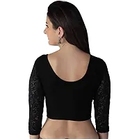 PRE SMART Women's Cotton 3/4th Sleeve Stretchable Blouse (Black_Free Size)-thumb1