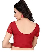 PRE SMART Women's Cotton Half Sleeve Stretchable Saree Blouse ( Maroon , Free Size )-thumb1