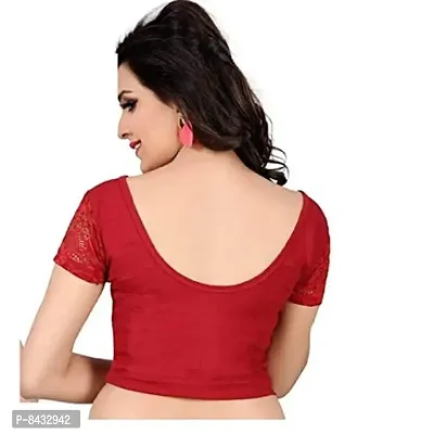 PRE SMART Women's Cotton Half Sleeve Stretchable Saree Blouse ( Maroon , Free Size )-thumb2