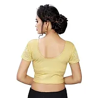 PRE SMART Present Women's Cotton Lycra Stretchable Readymade Saree Shining Blouse Gold-thumb2