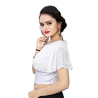 PRE SMART Present Women's Cotton Lycra Stretchable Readymade Saree Shining Blouse Silver-thumb1