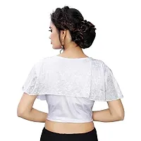PRE SMART Present Women's Cotton Lycra Stretchable Readymade Saree Shining Blouse Silver-thumb2