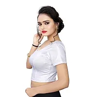 PRE SMART Present Women's Cotton Lycra Stretchable Readymade Saree Shining Blouse Silver-thumb1