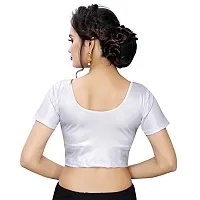 PRE SMART Present Women's Cotton Lycra Stretchable Readymade Saree Shining Blouse Silver-thumb2