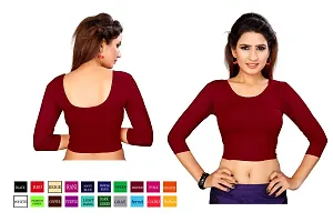 smart lady Women's Cotton Lycra Blouse (Maroon)-thumb2