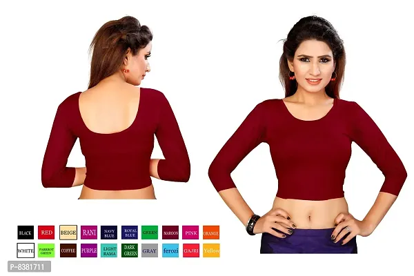 smart lady Women's Cotton Lycra Blouse (Maroon)-thumb3