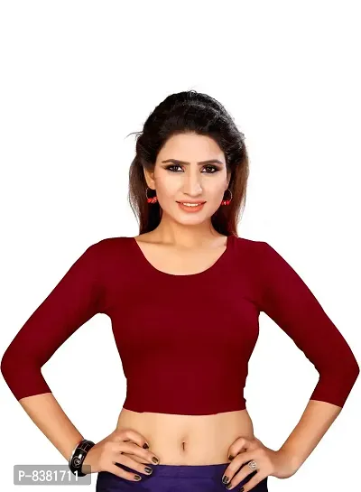 smart lady Women's Cotton Lycra Blouse (Maroon)