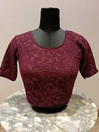 Reliable Purple Lycra Foil Print Stitched Blouses For Women-thumb4