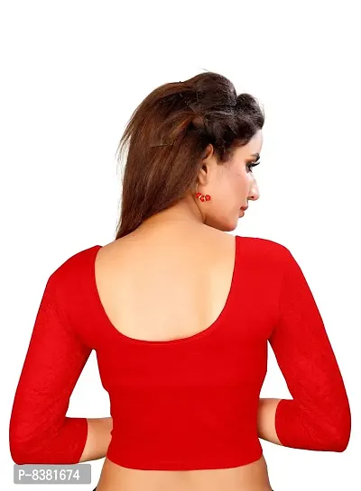 smart lady Women's Cotton Lycra Blouse (Red)-thumb2