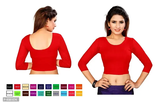 smart lady Women's Cotton Lycra Blouse (Red)-thumb3