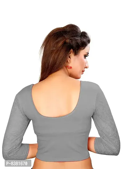 smart lady Women's Cotton Lycra Blouse (Grey)-thumb2