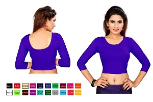 smart lady Women's Cotton Lycra Blouse (Royal Blue)-thumb2