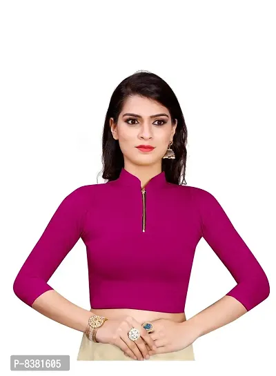 smart lady Women's Cotton Lycra Half Sleeve Readymade Blouse (SL-53Rani_Rani_Free Size)