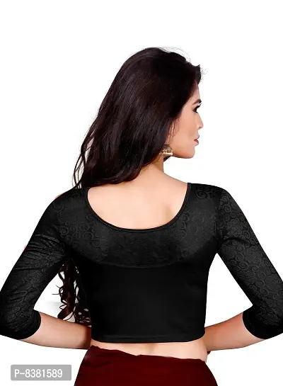 smart lady Women's Cotton Lycra Stretchable Readymade Blouse Black-thumb2