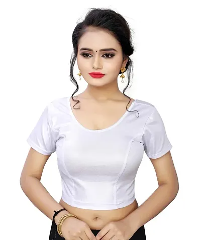 Silver Shimmer Lycra Readymade Stretchable Blouses